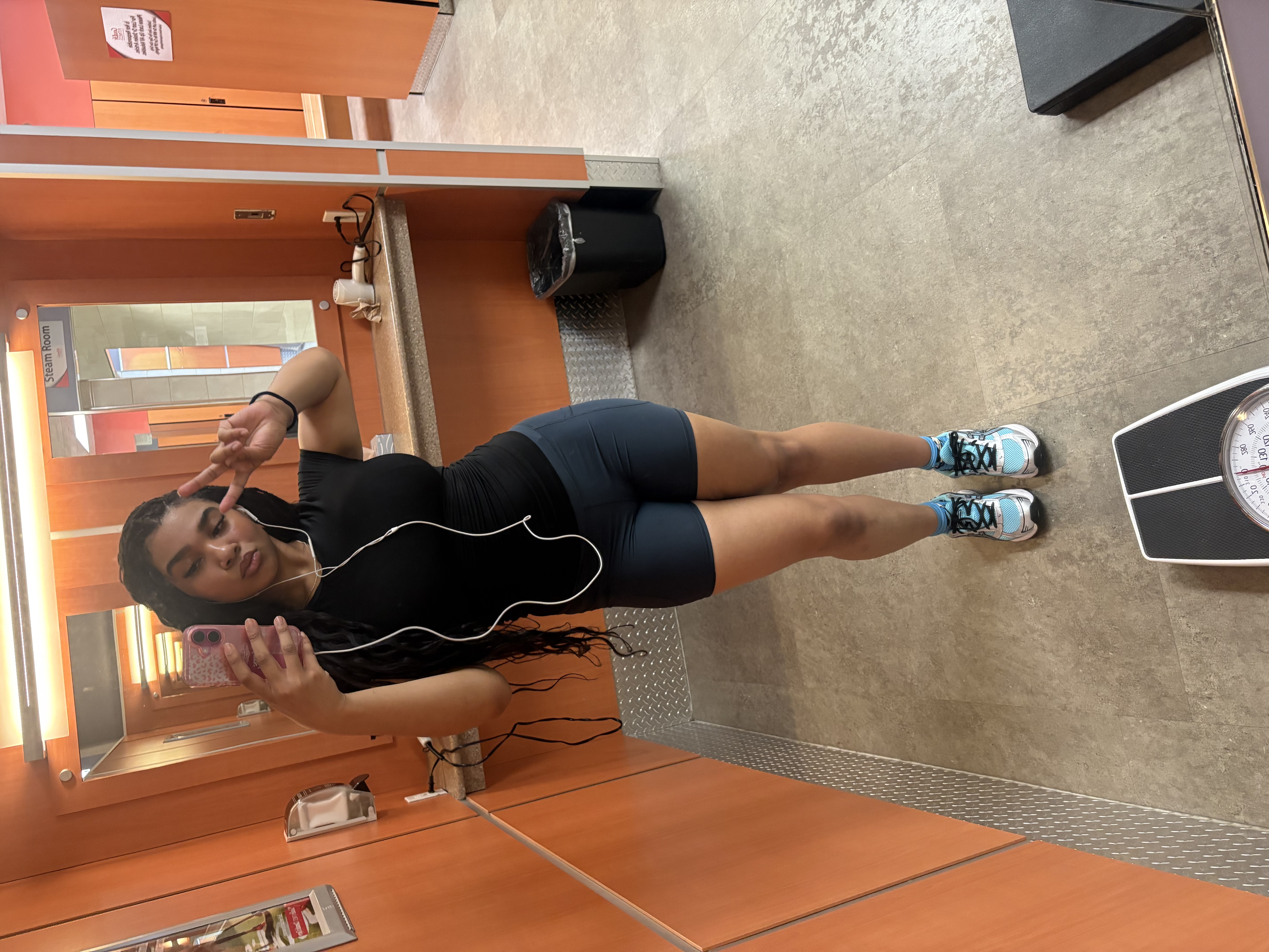 Zionna Osas training in a gym with focused, controlled form